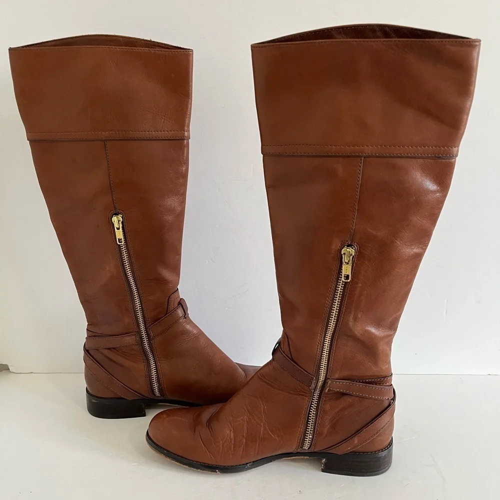Coach Micha Leather Riding Boots Brown Size 8B